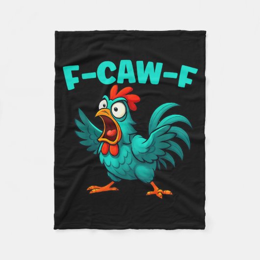 F-caw-f Rooster Chicken Funny Farm Animal Humor Fleece Deken (Voorkant)