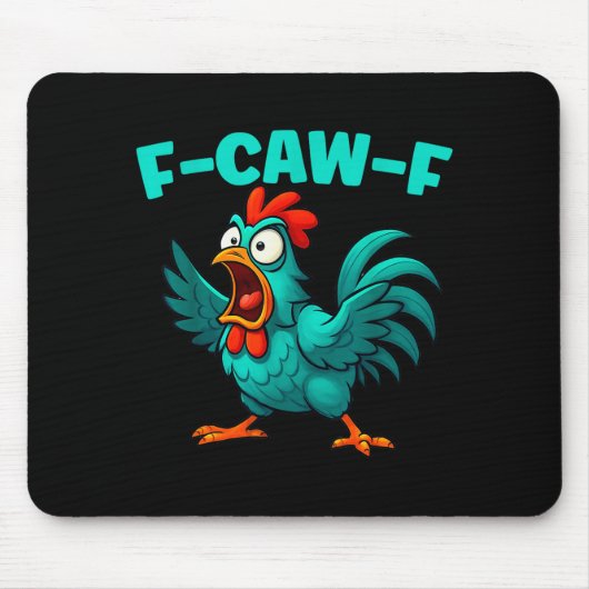F-caw-f Rooster Chicken Funny Farm Animal Humor Muismat (Voorkant)