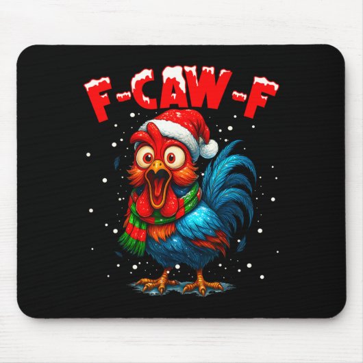 F Caw F Rooster Christmas Fcawf Chicken Whisperer Muismat (Voorkant)