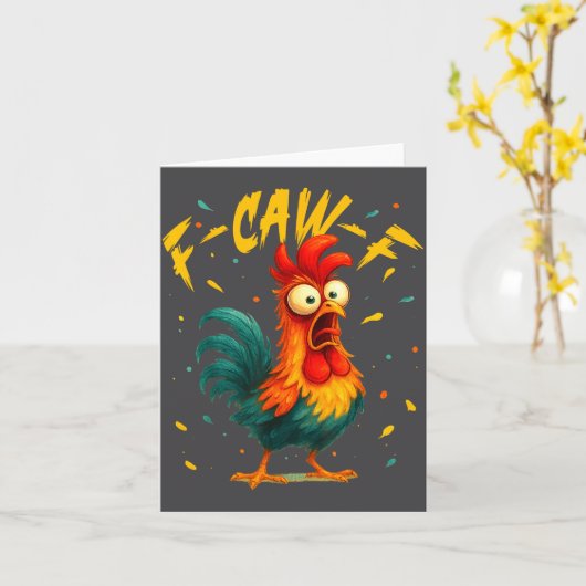 F Caw F Rooster Funny Bird Chicken Whisperer Fawk  Kaart (Gele Bloem)
