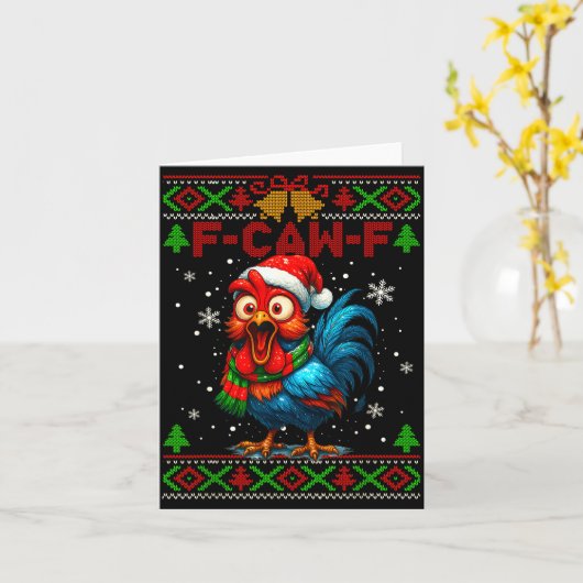 F Caw F Rooster Funny Bird Fcawf Chicken Whisperer Kaart (Gele Bloem)