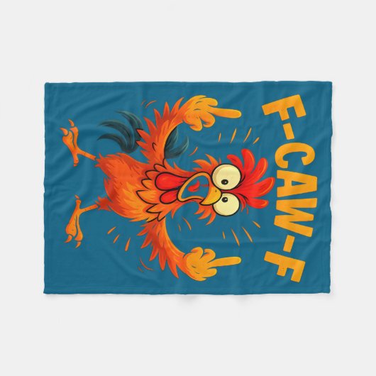 F Caw F Rooster Funny Sarcastic Chicken Middle Fin Fleece Deken (Voorkant (Horizontaal))