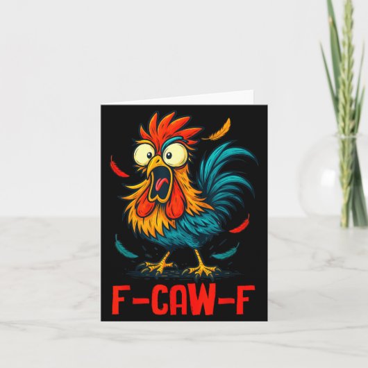 F-caw-f Rooster Meme Funny Chicken Humor Joke Fcaw Kaart (Voorkant)