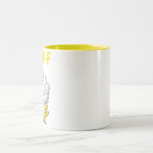 F-Caw-F Rooster Meme | Funny Chicken Pun | Rooster Tweekleurige Koffiemok (Center)