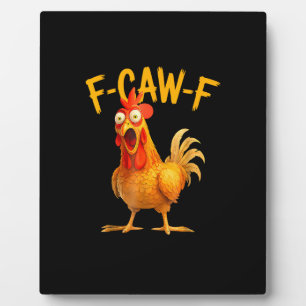 F-Caw-F woordspeling Funny kip haan kraaiende Grun Fotoplaat