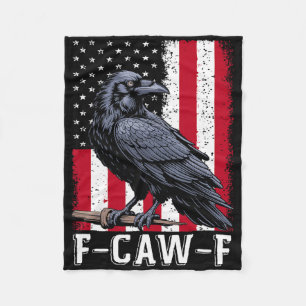 F-caw-f Zwarte Kraai Zwarte Vogel Retro Usa Vlag V Fleece Deken