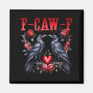 F-caw-f Zwarte Kraai Zwarte Vogel Rozen Hart Grapp Magneet