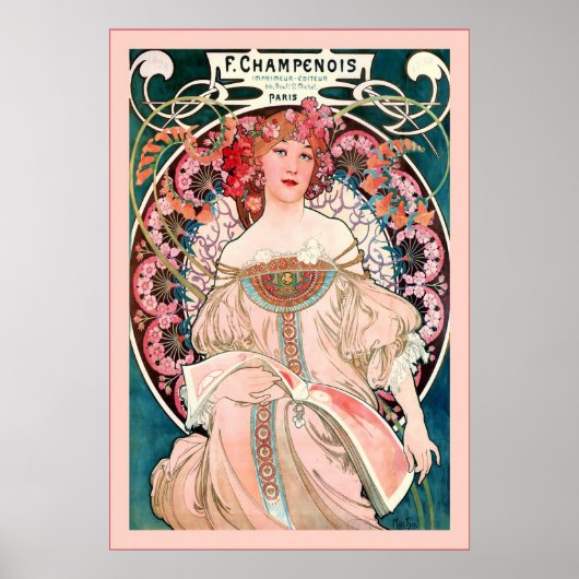 F. Champenois Imprimeur-Editeur ~ Alphonse Mucha Poster (Voorkant)