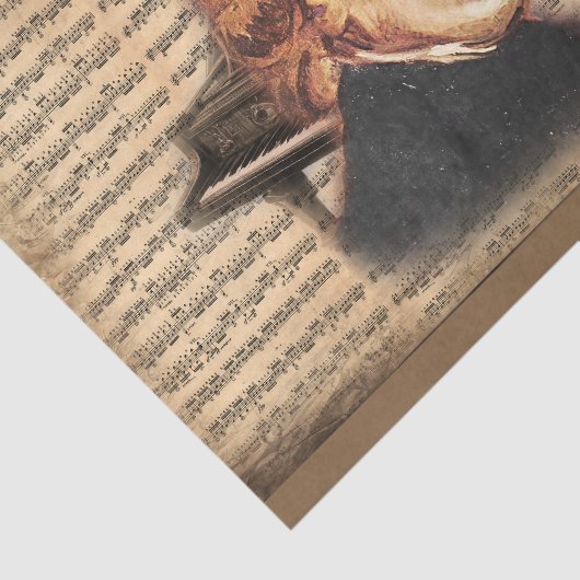 F. Chopin De Pianomeester met muziekblad Tissuepapier (Detail)