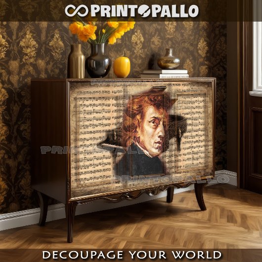 F. Chopin De Pianomeester met muziekblad Tissuepapier