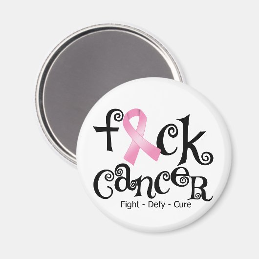 F*CK-borstkanker (roze lint) Magneet (Voorkant / Achterkant)