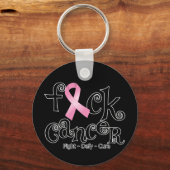 F*CK-borstkanker (roze lint) Sleutelhanger (Voorkant)