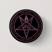 F*CK CANCER! Baphometpin Ronde Button 3,2 Cm (Voorkant)