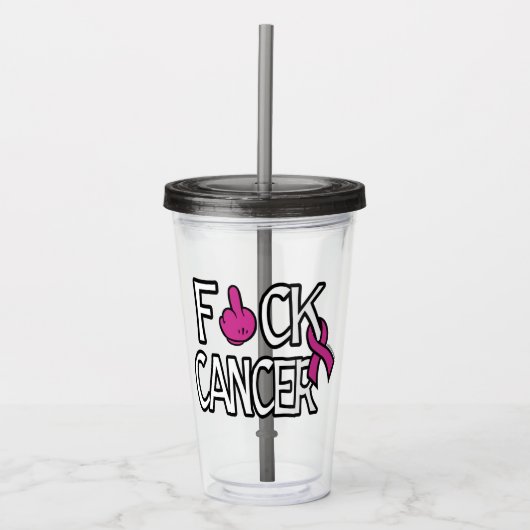 F#CK CANCER... Breast kanker Acryl Drinkbeker (Voorkant)