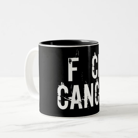 F CK CANCER-mok Tweekleurige Koffiemok (Voorkant links)
