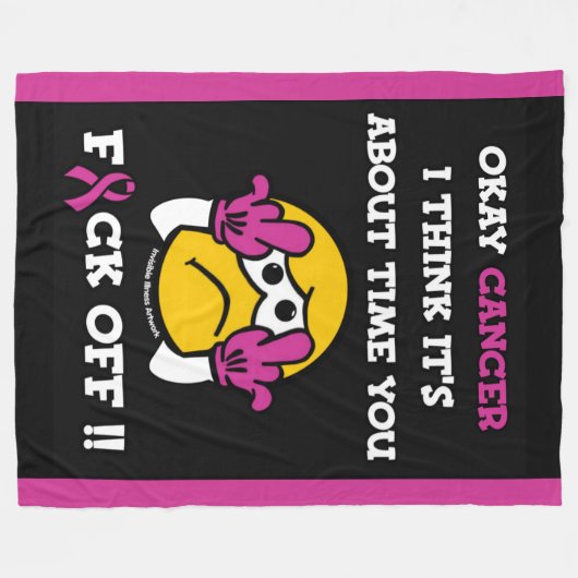 F#CK OFF... Breast kanker Fleece Deken (Voorkant (Horizontaal))