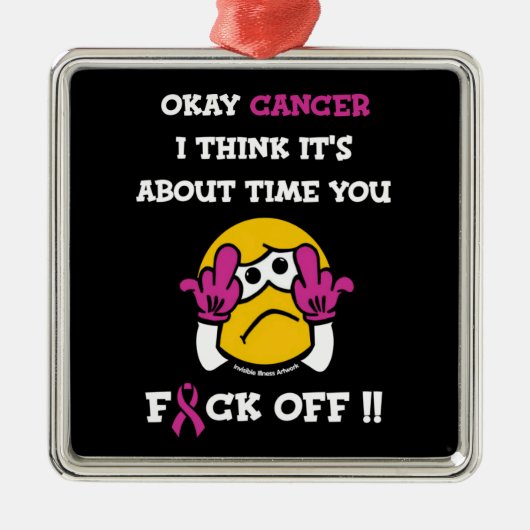 F#CK OFF... Breast kanker Metalen Ornament (Voorkant)