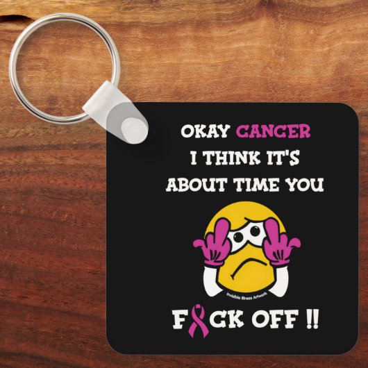 F#CK OFF... Breast kanker Sleutelhanger (Voorkant)