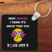 F#CK OFF... Breast kanker Sleutelhanger (Achterkant)