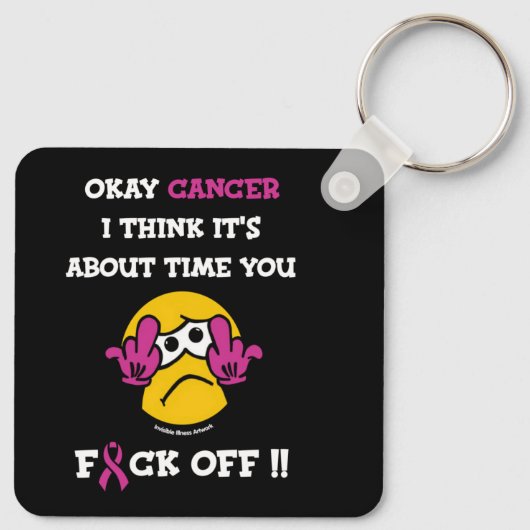 F#CK OFF... Breast kanker Sleutelhanger (Achterkant)