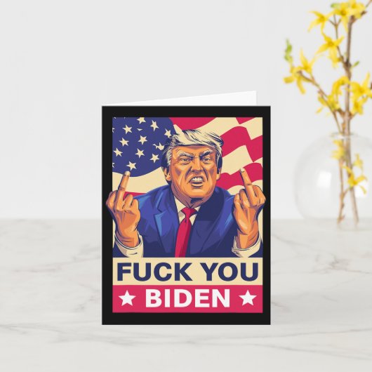 F%ck U Biden Grappige Trump Kaart (Gele Bloem)