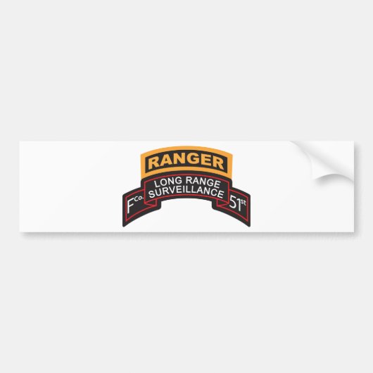 F Co 51st Infanterie LRS scrol, Ranger Tab Bumpersticker (Voorkant)
