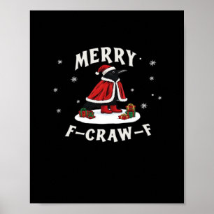 F-Craw-F Kraai Kerstdag F-Caw-F Raaf Kerstdag Poster