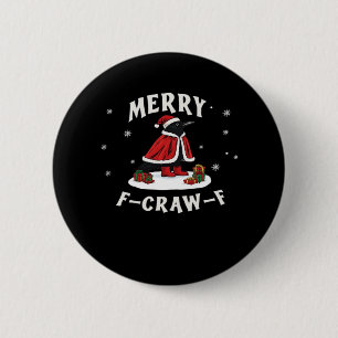 F-Craw-F Kraai Kerstmis F-Caw-F Raaf Kerstmis Cl Ronde Button 5,7 Cm
