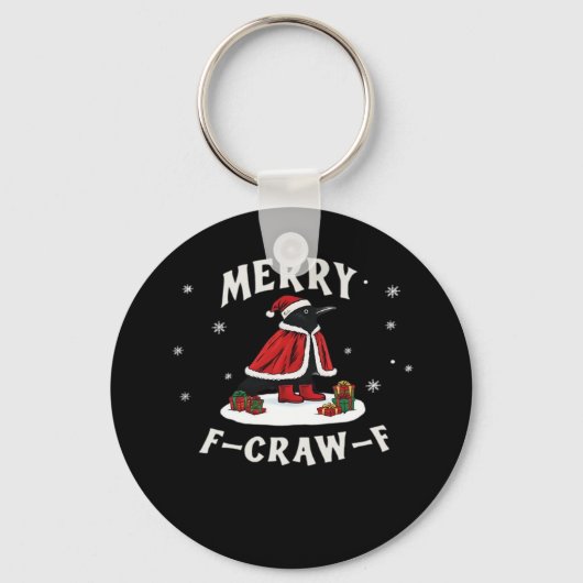 F-Craw-F Kraai Kerstmis F-Caw-F Raaf Kerstmis Sleutelhanger (Voorkant)