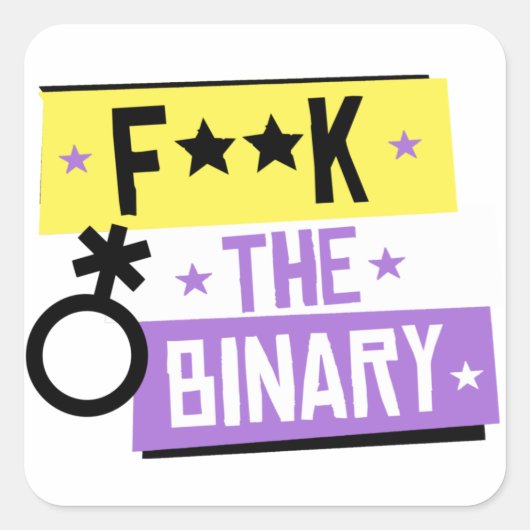 F de binaire vierkante sticker (Voorkant)