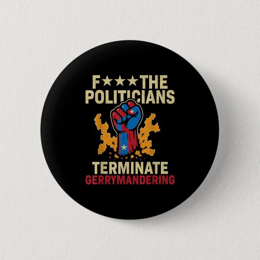 F De Politici Beëindigen Gerrymandering Ronde Button 5,7 Cm (Voorkant)