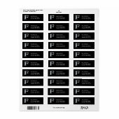 "F" Diamond Bling Monogram Return Address Label (Full Sheet)