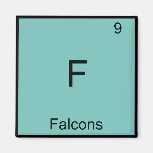 F - Falcons Funny Element Chemistry Symbol T-Shirt Magneet (Voorkant)