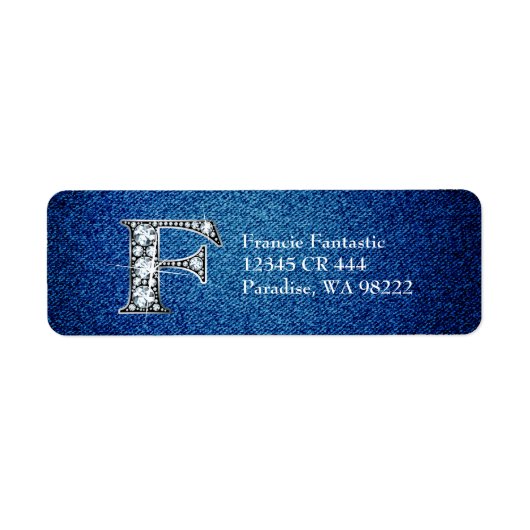 F Faux Diamond on Denim Return Address Label (Voorkant)