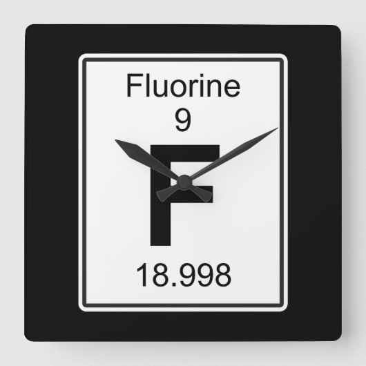 F - Fluor Vierkante Klok (Voorkant)