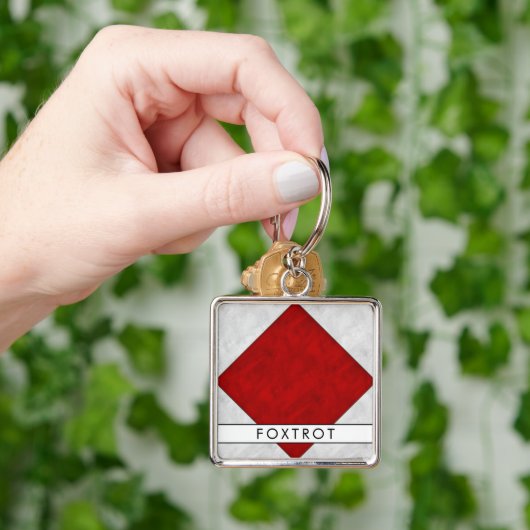 F Foxtrot Nautical Signal Flag + Jouw naam Sleutelhanger (Hand)