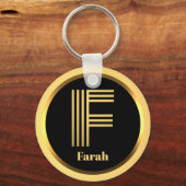 F Gold Monogrammed Letter Personal Sleutelhanger (Voorkant)