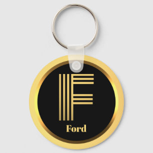 F Gold Monogrammed Letter Personal Sleutelhanger