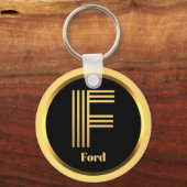 F Gold Monogrammed Letter Personal Sleutelhanger (Voorkant)