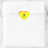 "F" Hart Geel Rood Bruiloftsuitnodiging Het MUSEUM Ronde Sticker (Tas)