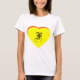 "F" Hart Geel Rood Bruiloftsuitnodiging Het MUSEUM T-shirt