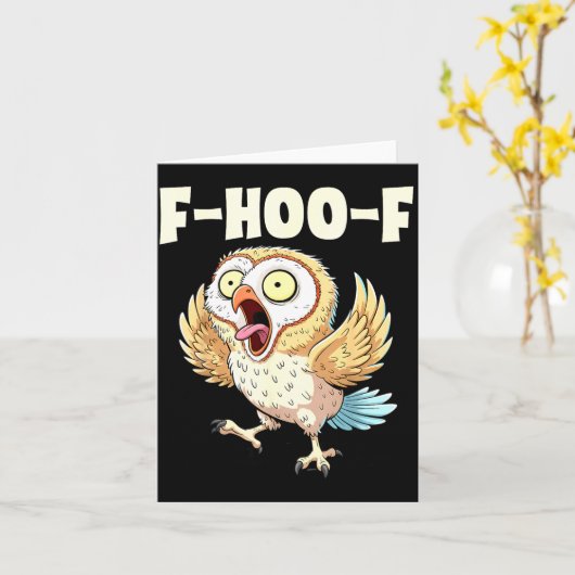 F-hoo-f Owl Meme – Funny Screaming Owl Bird Meme G Kaart (Gele Bloem)