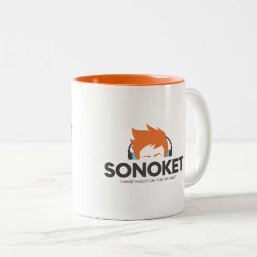 F in chat tweekleurige koffiemok (Voorkant rechts)