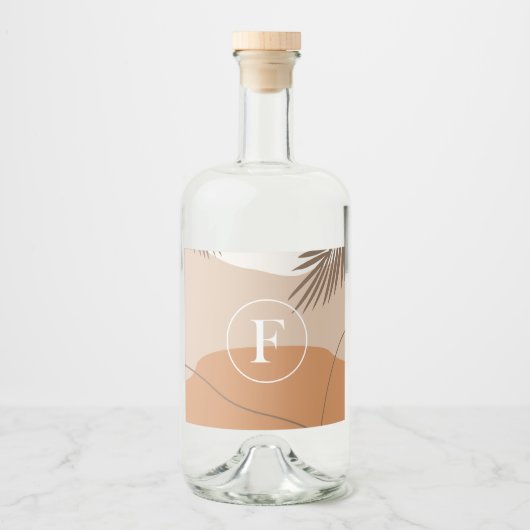 F - Initiaal Monogram Letter F Abstract ontwerp Likeurfles Etiket (Voorkant)