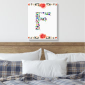 F Initial Gem Design Canvas Afdruk (Insitu (Slaapkamer))
