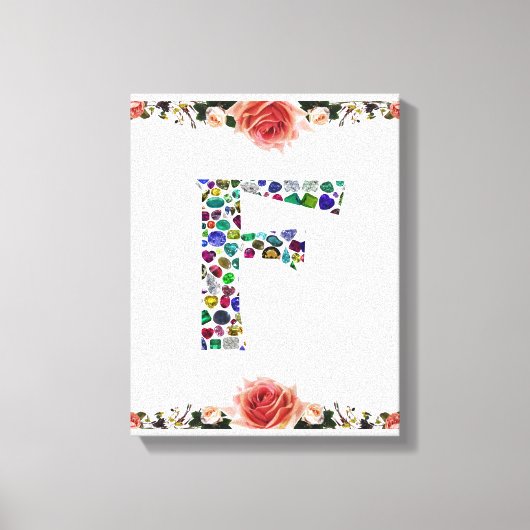 F Initial Gem Design Canvas Afdruk (Voorkant)