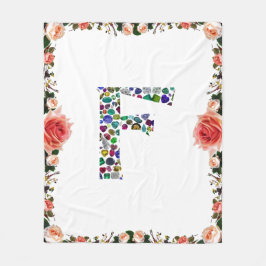 F Initial Gem Design Fleece Deken