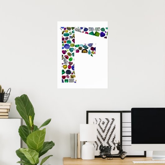 F Initial Gem Design Poster (Thuiskantoor)