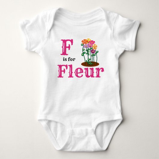 F is de naam van Fleur baby girl Romper (Voorkant)