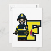 F is voor Cartoon Fireman Briefkaart (Voorkant / Achterkant)